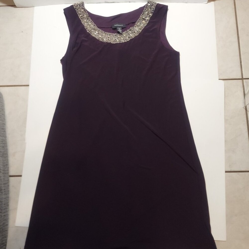 Beaded Neckline Sleeveless Purple Dress Size 14
